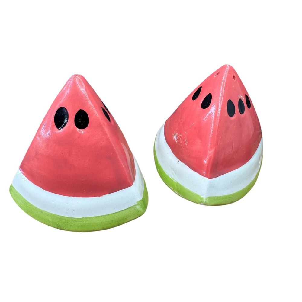 LOOMCO 1993 Watermelon Slice Salt & Pepper Shakers Ceramic‎ Vintage